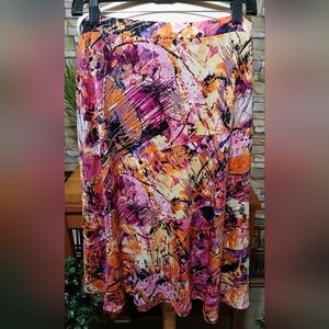 Notations Multicolor Floral Abstract Midi Skirt‎ Medium